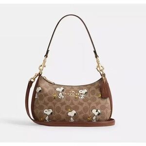 Coach X Peanuts Teri Shoulder Bag In Signature Canvas With Snoopy Print